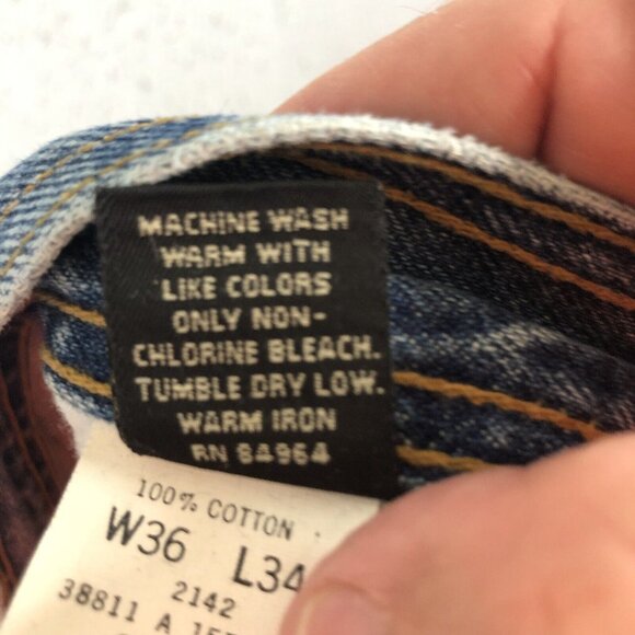 Vintage Structure Jeans Mens 36L Blue Denim Loose Baggy Y2K  Straight 90s Skater - Picture 9 of 16